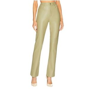 NWT Revolve WEWOREWHAT Vegan Leather Kickflare Pants Oat Size 24